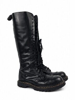 Vintage Gripfast 20 Eye Black Leather Men's Derby Boots Size 11